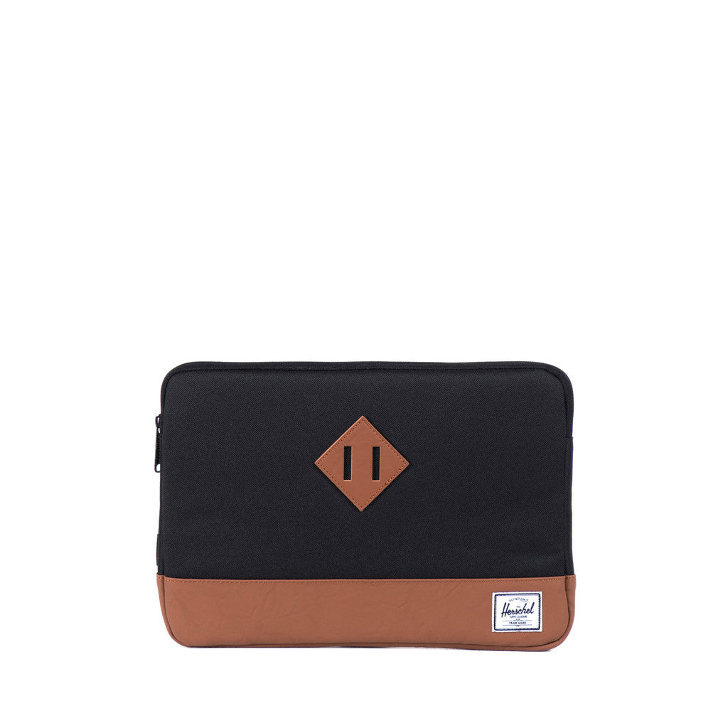 Herschel Heritage Sleeve for 12 inch MacBook, Black/Tan Synthetic Leather