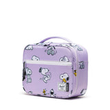 Herschel Pop Quiz Lunch Box Snoopy and Woodstock Pastel Lilac