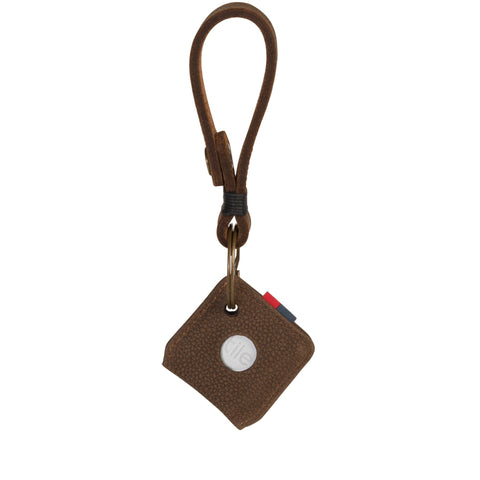 Porta Chaves Herschel Keychain + Tile Brown Pebbled Nubuck