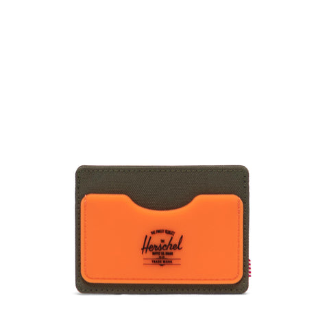 Carteira Herschel Charlie RFID Ivy Green/Shocking Orange - Rubber